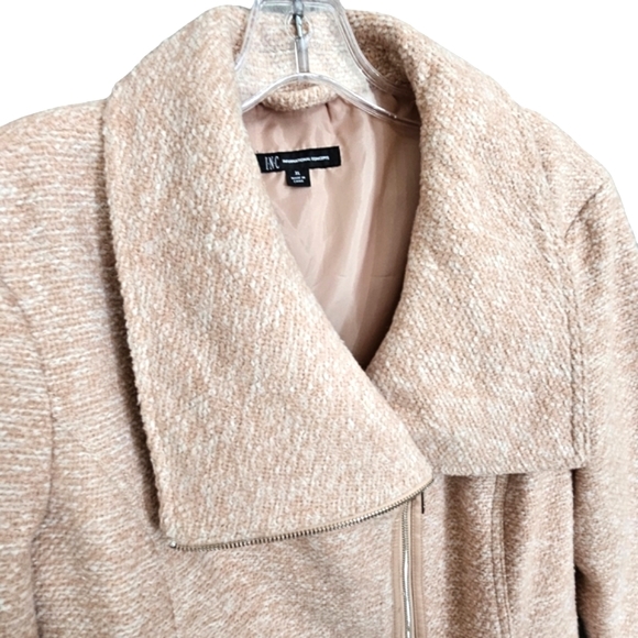 Nwot INC International Concepts Blush/Creme Tweed Zip Front Pea Coat Jacket - Picture 7 of 17
